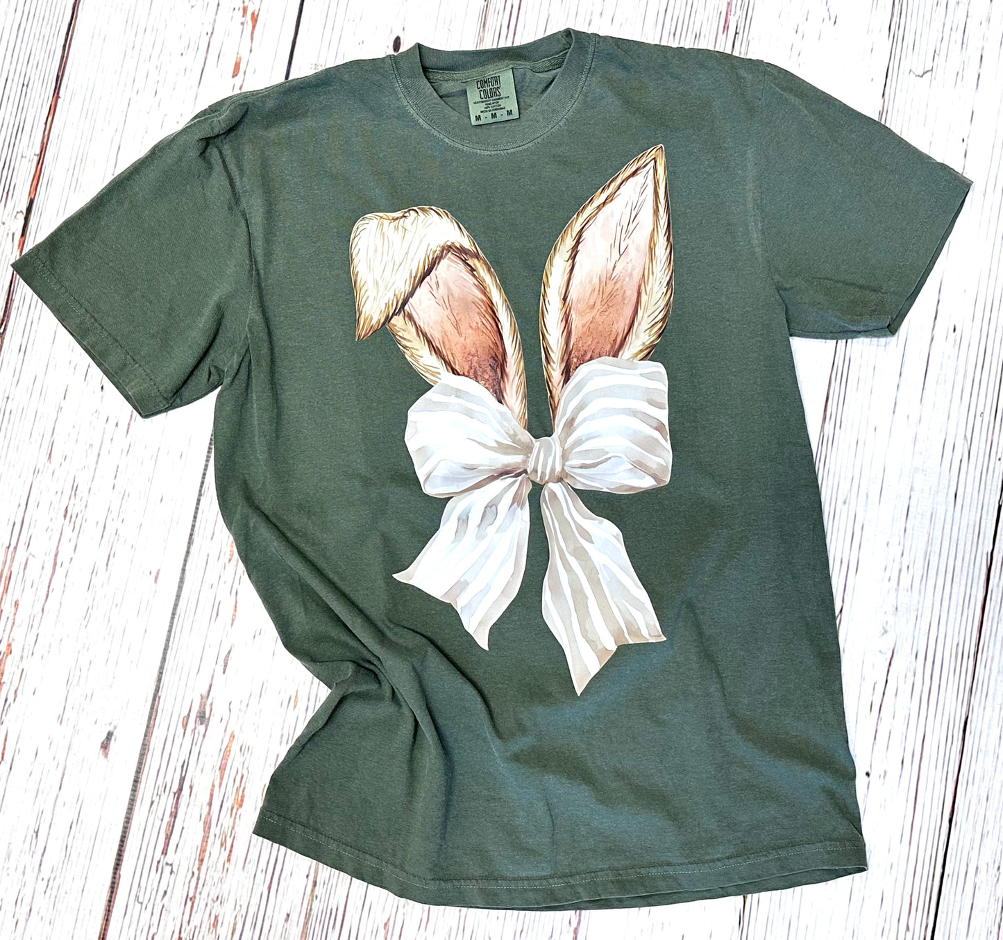 Bunny Ears With Brown Bow Tee