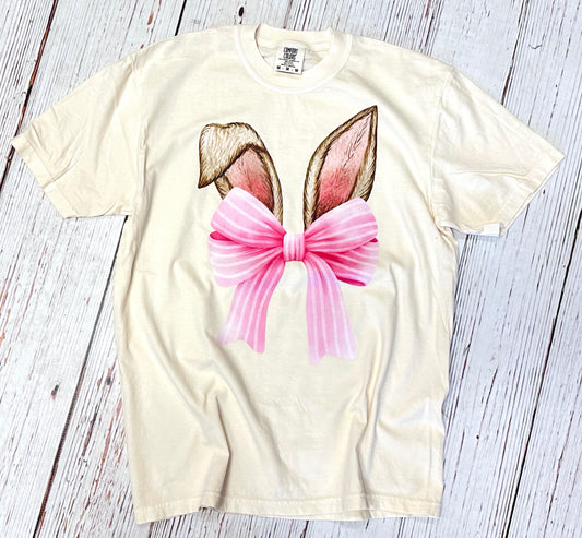 Bunny Ears With Pink Bow Tee