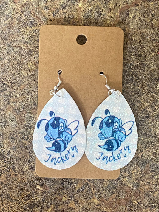 Blue Jacket Dangle Earrings