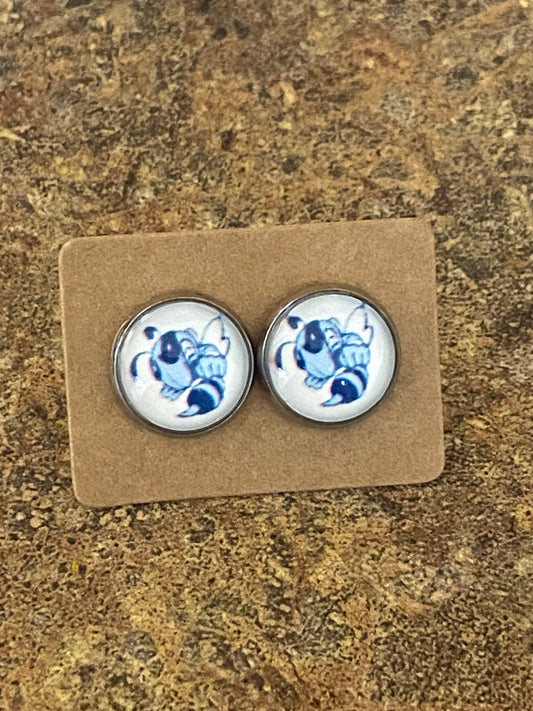 Blue Jacket Button Earrings